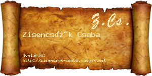 Zisencsák Csaba névjegykártya